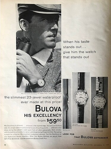 Vintage-50s-Bulova-Watch-Ad-Canadian-Magazine-Macleans-October-1958
